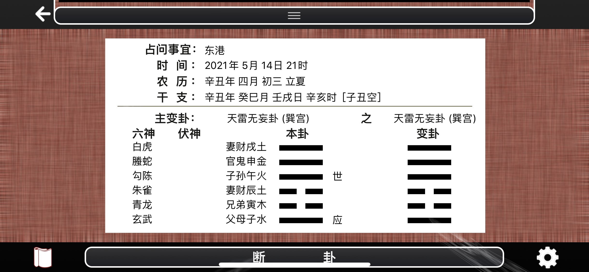 周易筮法推断吉凶（2015年4月14日）